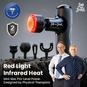 BOB AND BRAD Q2 Ultra Mini Massage Gun with Red Light Infrared Heating Head, Pocket-Sized Deep Tissue Massager for Muscle Therapy 5 Adjustable Speeds Professional Portable Percussion Muscle Massager Gun,Christmas Gift for Fitness and Exercise Men Women