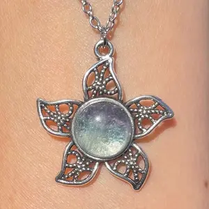 Rainbow Fluorite natural gemstone Star Necklace #handcrafted