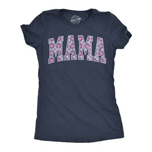 Womens Funny T Shirts Mama Text Cute Mothers Day Tee For Ladies Funny Womens T Shirts Cute Vintage Fashion Casual Ladies T-Shirt Gift Mother's Day Tops for Women Women's Novelty Tees Navy -