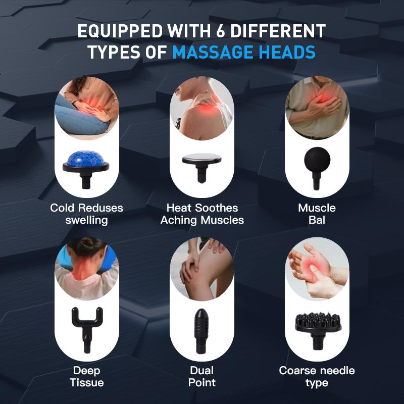 Muscle Massage Gun  with Replacement Heads, Deep Tissue Back Massager with LED Display, 20 Speeds Portable Electric Massage Device Comfort, Gift for Women & Men, Christmas New Year Gift