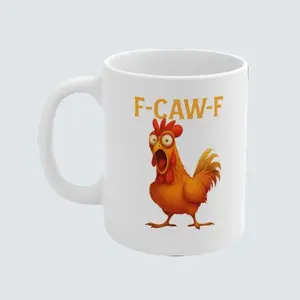 Funny Chicken Mug F-CAW-F Coffee Cup Humorous Drinking Mug 11oz Ceramic Microwave Dishwasher Safe Gift for Home Office - Drinkware