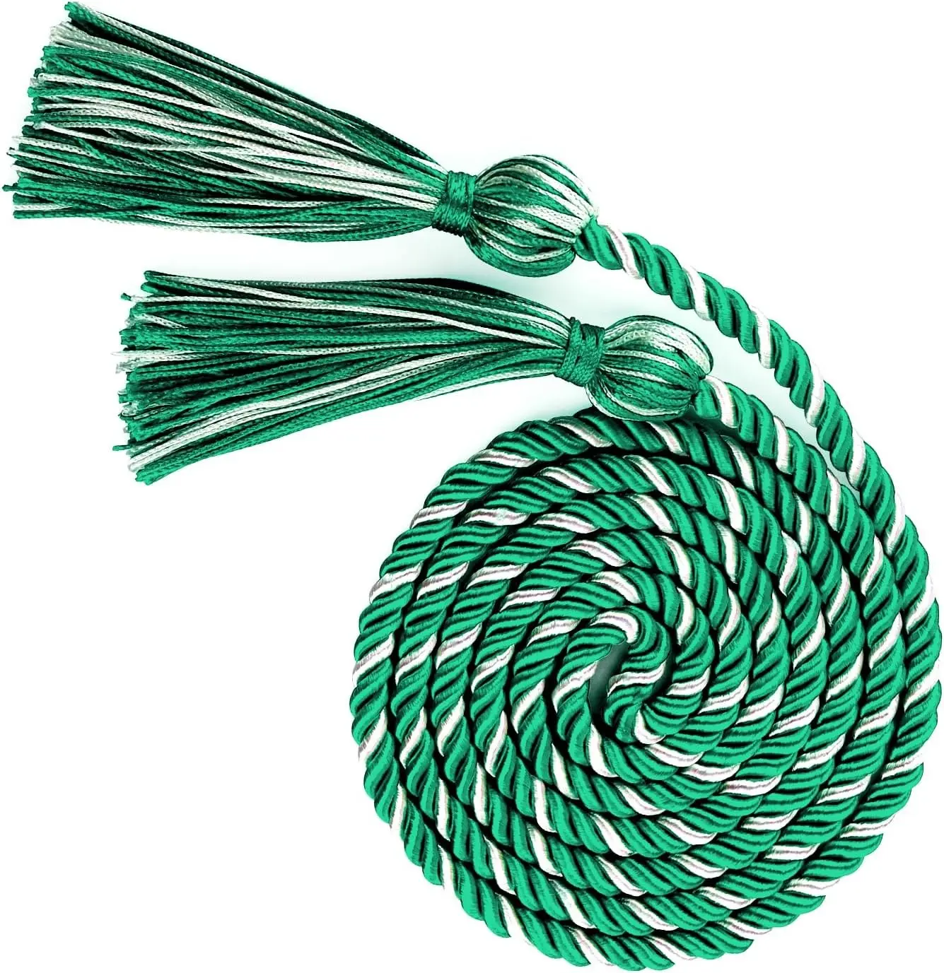 Graduation Cords, Cords for Graduation 2026, Emerald Green and White Honor Cord 68 Inch Rayon Braided Cord, Honor Rope with Tassel for 2026 Graduation Decoration for Student Master Doctoral