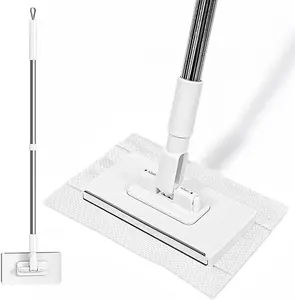 Snap-Grip Mini Mop with 39in Handle — INWEJIA Zero-Touch Gap Dust Cleaner & Locking Head, Disposable Lazy Mop Wet and Dry for Kitchen Bathroom Toilet Corners Window Wall Cleaning