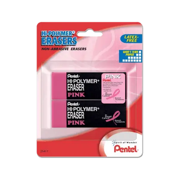 Hi-Polymer® Block Eraser Large Pink, 2 Pack