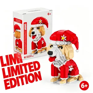 Christmas Labrador Dog Micro Building Blocks Set, Animal Mini Bricks Model Kit, DIY Assembly Small Particle Construction Toy, Collectible Desk & Home Decor Ornament, Stress Relief Gift for Adults Teens Kids Dog Lovers, Ideal for Christmas Birthday