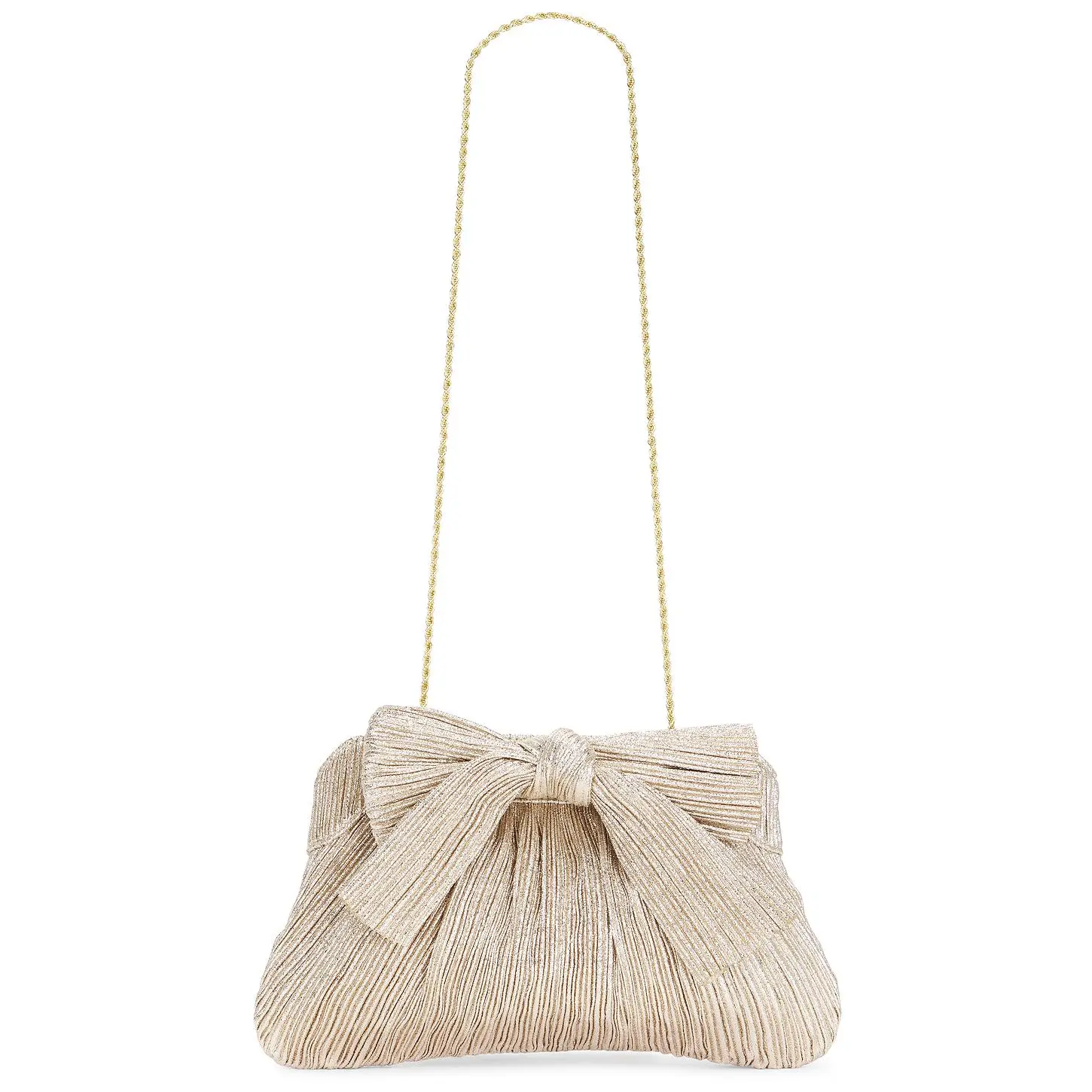 Loeffler Randall Rayne Pleated Bow Clutch in Champagne