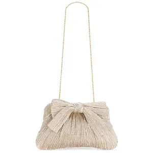 Loeffler Randall Rayne Pleated Bow Clutch in Champagne