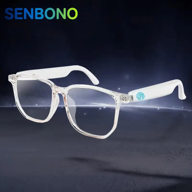 SENBONO Smart Glasses, Anti-blue Light Smart Glasses, Wireless Voice Assistant Smart Glasses, Bluetooth-compatible Smart Glasses, Multifunctional Smart Glasses for Men & Women, Wireless Eyewear, Wearable Tech Glasses