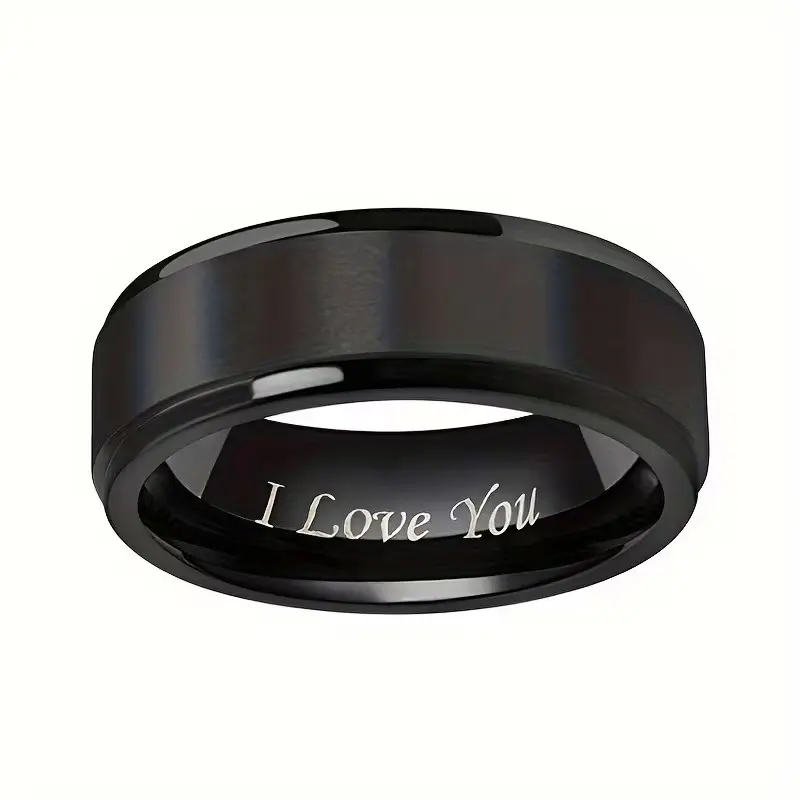 1pc "I Love You" Engraved Titanium Steel Men's Ring - Durable Hypoallergenic Men's Accessory, Ideal Father's Day, Anniversary Gift for Him, Men's Accessories