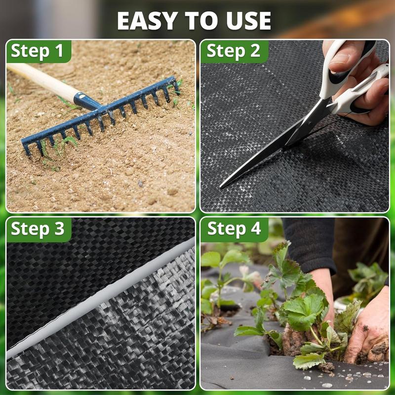 Premium 5 OZ Weed Barrier Landscape Fabric, 4ft x 100ft Heavy Duty Pro Gardening Ground Cover Mat, Woven Geotextile Fabric Mulch Cloth, Black Garden Bed Liner for Landscaping/Driveway/Farm/Greenhouse