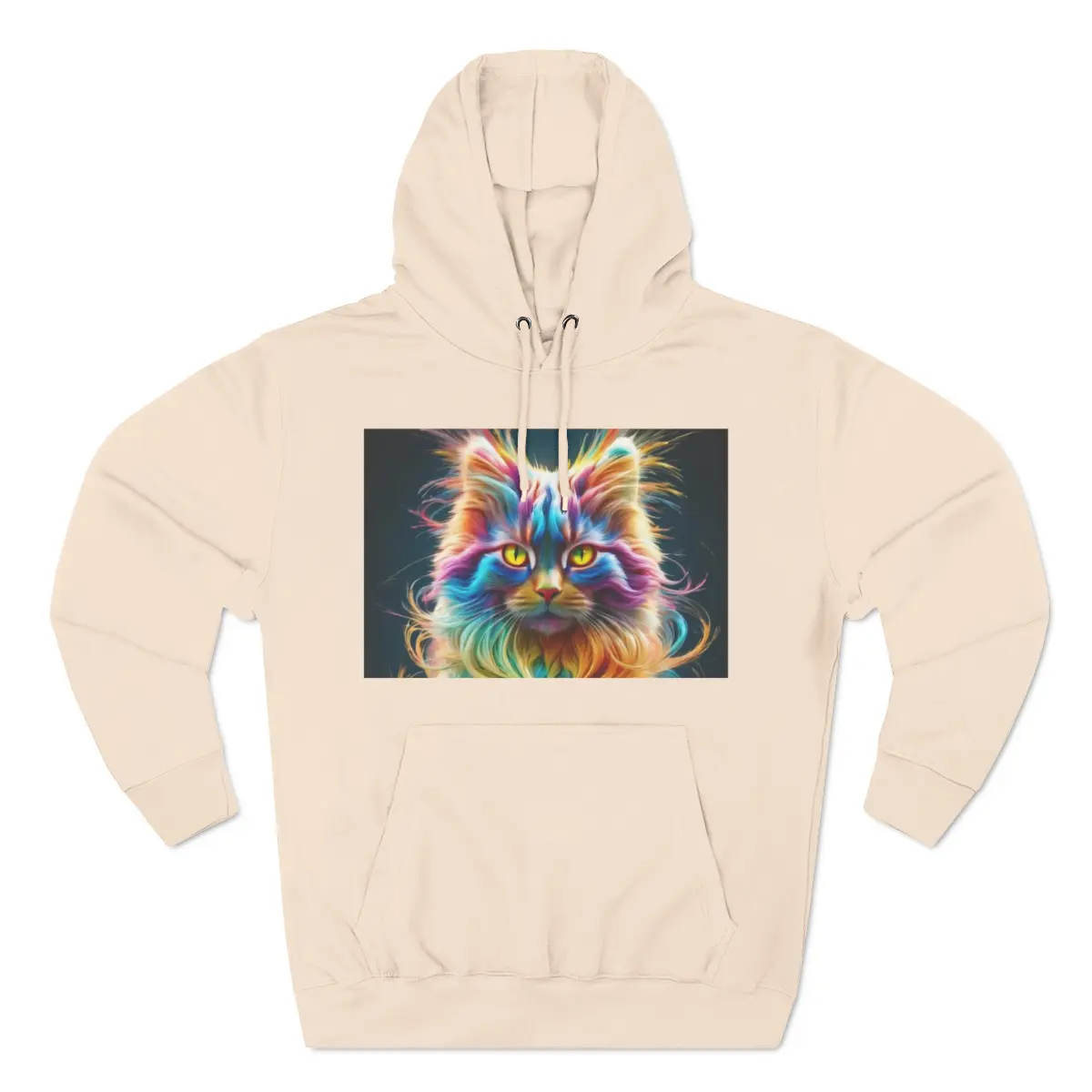 Rainbow cat Three-Panel Fleece Hoodie Dragon Man Fabric Menswear