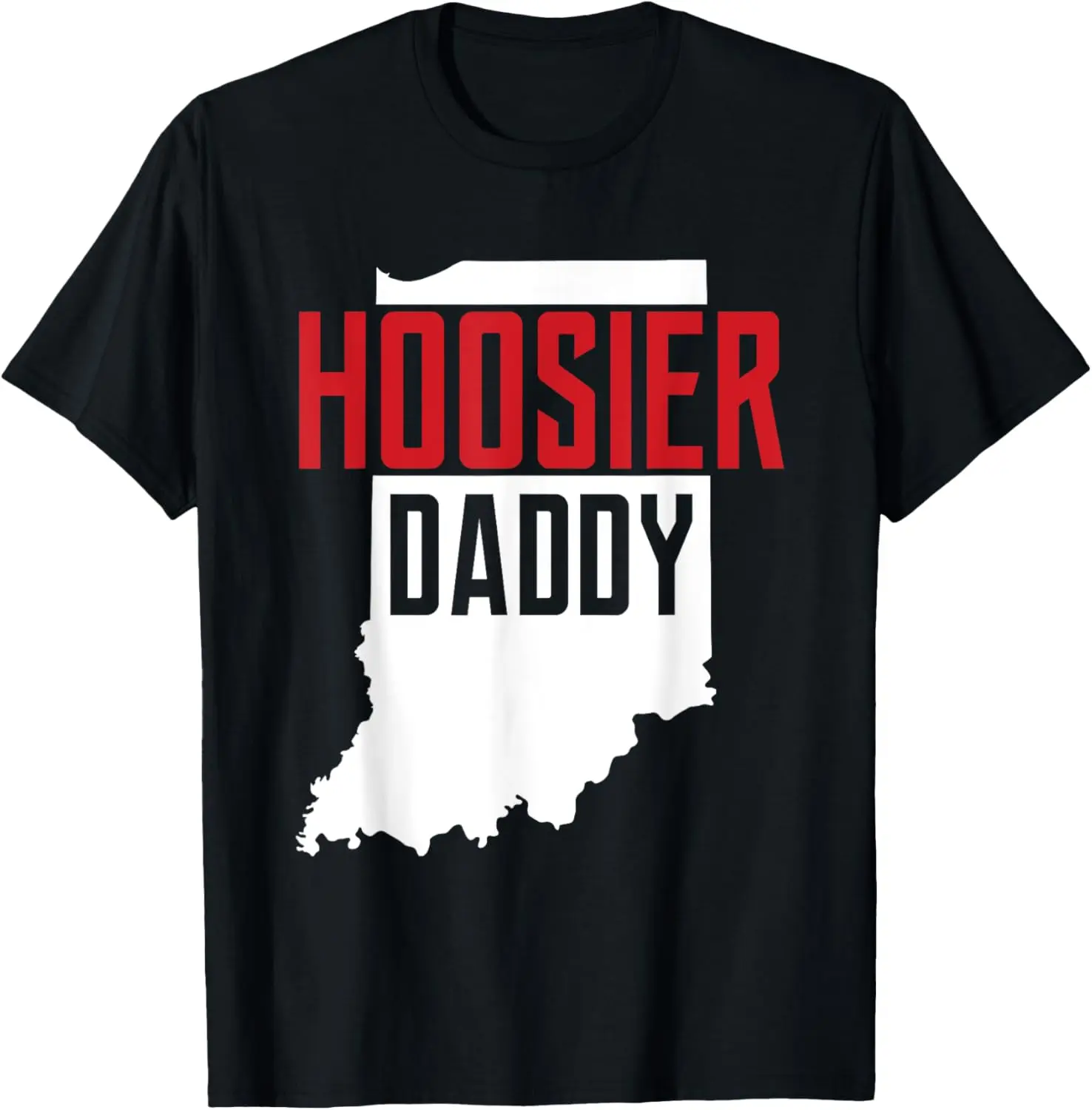 Women's Vintage Graphic T-Shirt with Funny 'Hoosier Daddy' Indiana Map Print, 100% Cotton Casual Round Neck Streetwear Top