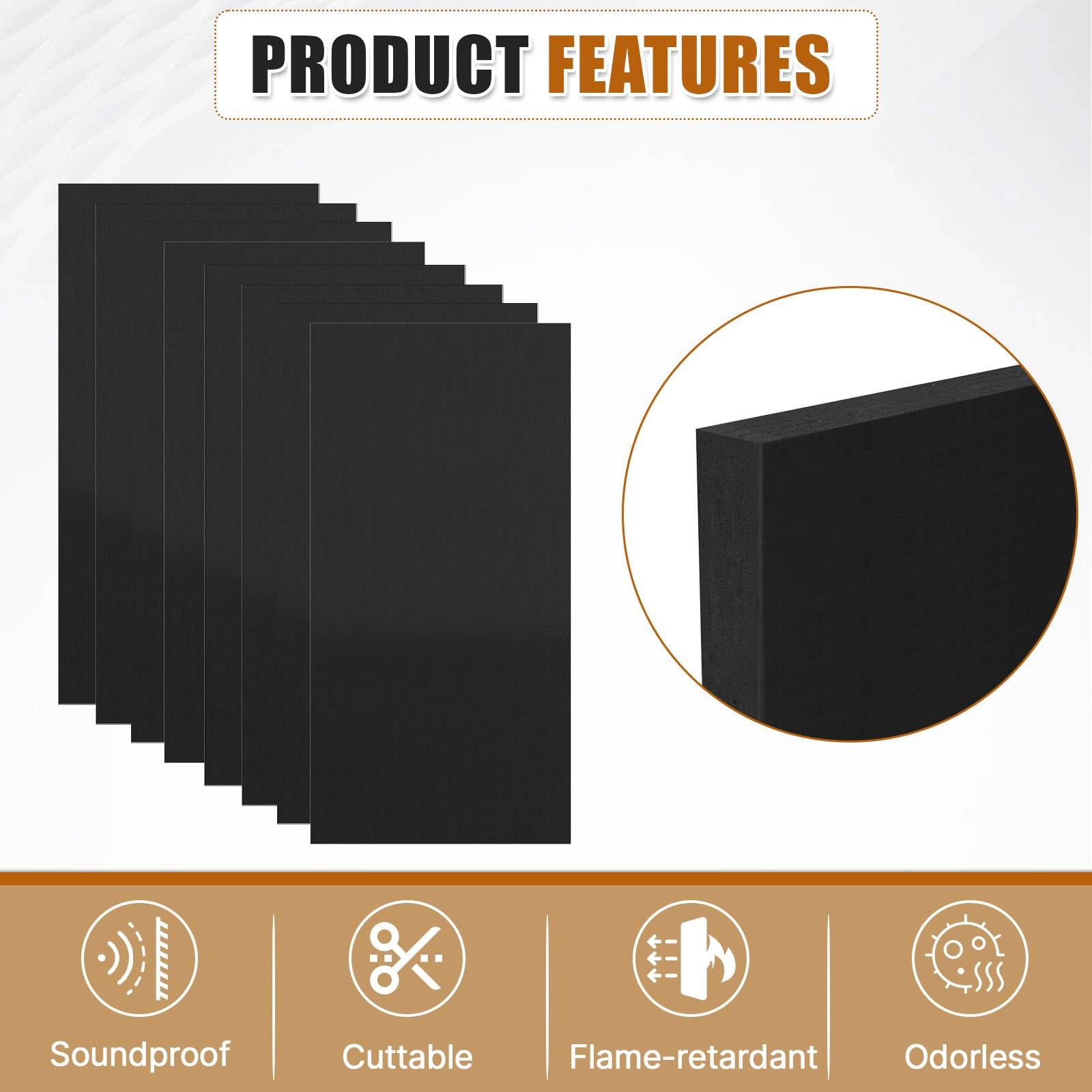 LooYee 12 PCS Black Fiberglass Acoustic Ceiling Tiles Reduce Light Reflection 2X4 Ft Soundproof Ceiling Panels 0.59" Thick Moisture Proof Fire Resistant Ideal for Home Theater Basement Cover 96 Sq.Ft