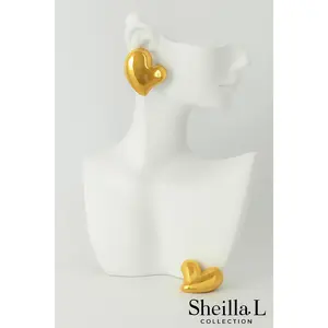 Gold Heart Stud Earrings