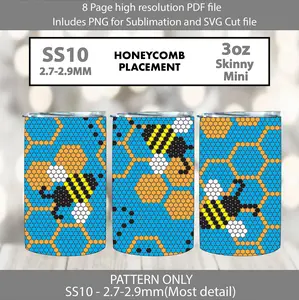 SS10 (2.7-2.9mm) 3oz Teal HoneyBees Mini Skinny Tumbler,rhintestone template,bling graph,tumbler wrap,bling sublimation,PNG,pdf,svg,diy,golden honeycome