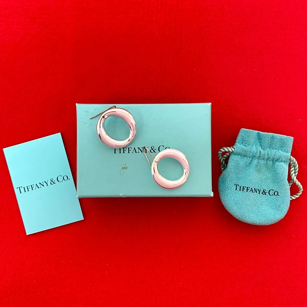 Pre-owned Tiffany & Co. Sterling Silver 925 (Ag925) Small Leather Goods Elsa Peretti Sevillana Silver Earrings