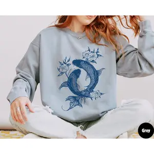 Vintage Japanese Koi Fish sweater  Nautical Animal Asian Shirt   Koi Pond  Japanese koi fish Japanese streetwear  Koi Fish sweater Unisex