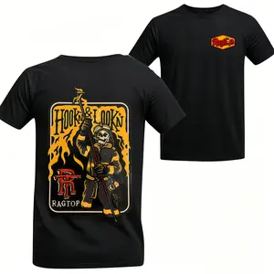 100% Cotton - Hook & Lookn Firefighter Vintage Fire Rescue Graphic T-Shirt Fire Dept Streetwear Tee for Men ,t shirt for men graphic tee