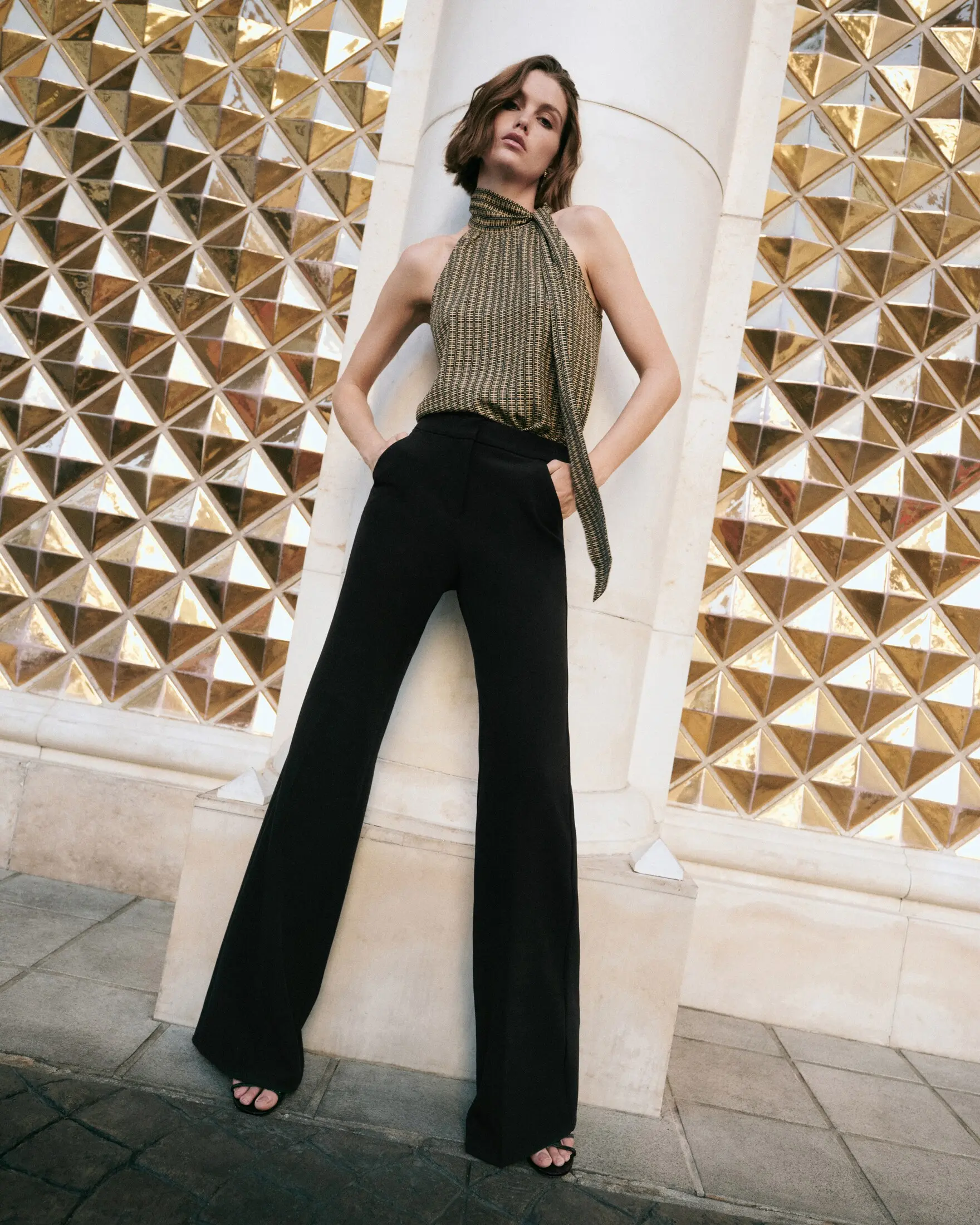 Express Editor Studio Stretch Twill High Waisted Flare Trouser