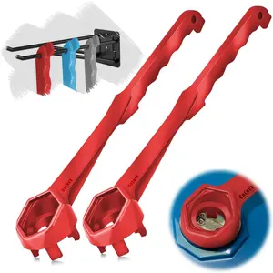 Bung Wrench 2 Packs, 3-in-1 Drum Wrench Upgraded, Aluminum Barrel Opener Tool for Opening 10 15 20 30 55 Gallon Drum, Fits 2" and 3/4" Bung Cap Red
