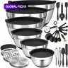Stainless Steel Mixing Bowl Set, 18pcs/set Kitchen Utensils Set with Bowls, Airtight Lids, Grater & Serving Utensils, Modern Home Cooking Accessories, Kitchenware, Home Kitchen Gadget #GLOBAL PICKS