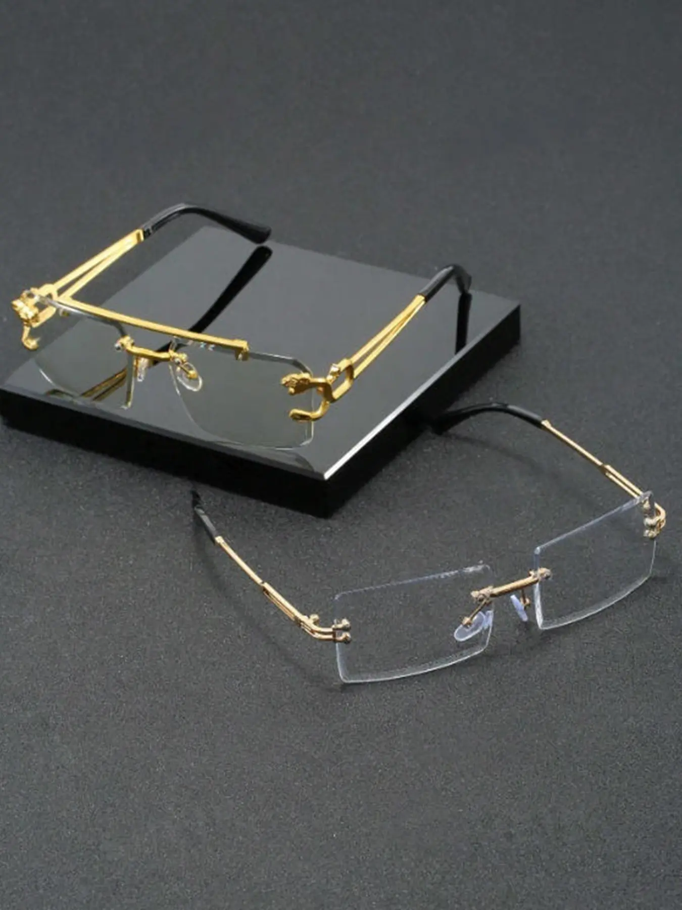 Men's Metal Square Frameless Glasses, Stylish Business Style, Elegant and Luxurious Design, Fashionable Eyewear for Men, Square Frame Eyeglasses, Square Frames Glasses, High Quality Eyewear, Square Eyed Glasses