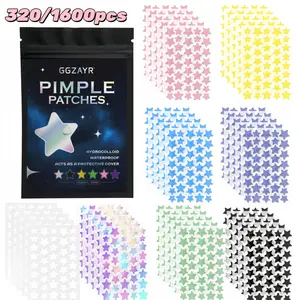 320/1600pcs Colorful Star Hydrocolloid Acne Patches, Pimple Patches, Fun Spot Cover Stickers with Salicylic Acid, Tea Tree & Calendula Extracts, Gentle Blemish Care, Ultra-Thin & Breathable, Multi-Size Mix, Suitable for All Skin Types, Day & Night Use