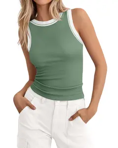 BTFBM Crew Neck Tank Top for Women Sleeveless Ribbed Contrasting Slim Fitted Y2k Casual Basic Shirts Spring Summer Tops 2026