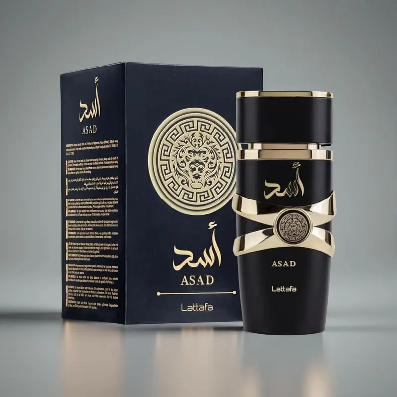 Lattafa Asad Black Unisex Eau de Parfum (Edp) Spray - 3.4 oz Single Item Edp Fragranced Perfume with Sensuous Vanilla, Spicy Pineapple, Benzoin Warmth, Coffee & Patchouli, Unique Notes, Intense Long-Lasting Scent