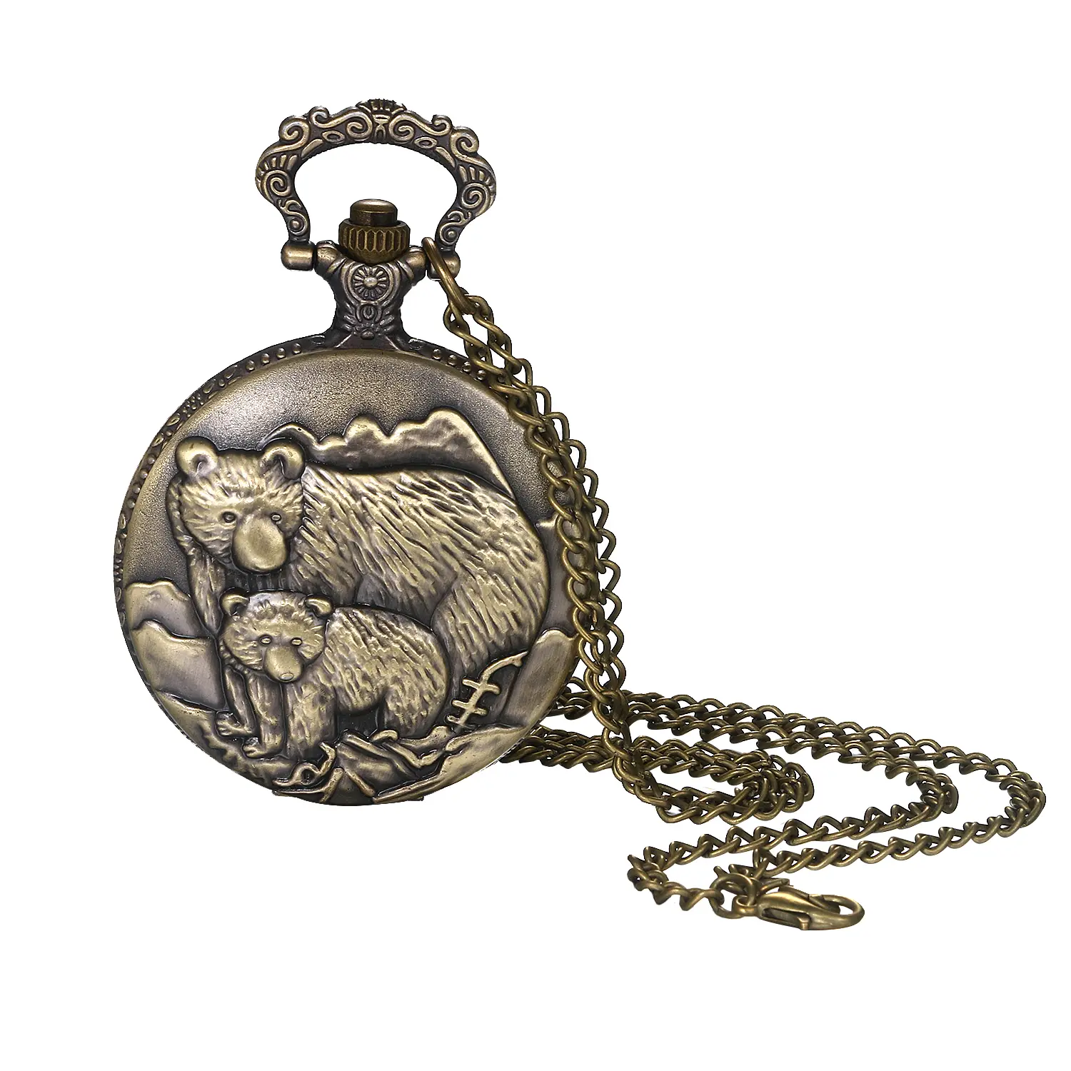 OIDEA Bronze Metal Pocket Watch for Dad, Heirloom Vintage-Inspired Design with 'The Old Bear' Case & Accurate Quartz Movement, Sentimental Father's Day Gift, Bronze Metal Pocket & Fob Watches, Engraved Metal Pocket & Fob Watches