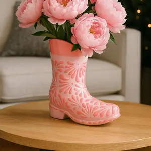 Talavera Boot Flower Vase | Pink | Lead free