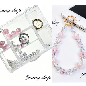 Phone Chain Kit Materials Craft DIY Handmade Beaded For Beginners-Flower Garden,Pretty Mother's Day Gift,Bag Chain Charm,Stylish Cellphone Lanyard For Women,Fashionable Wrist Strap For Smartphones