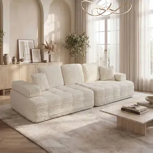 Modular Convertible Sofa for Small Spaces 2-Piece Living Room Couch Bed with Premium Corduroy Sleepable Arms & High-Resilience Support belffin Style Lovesac Alternative