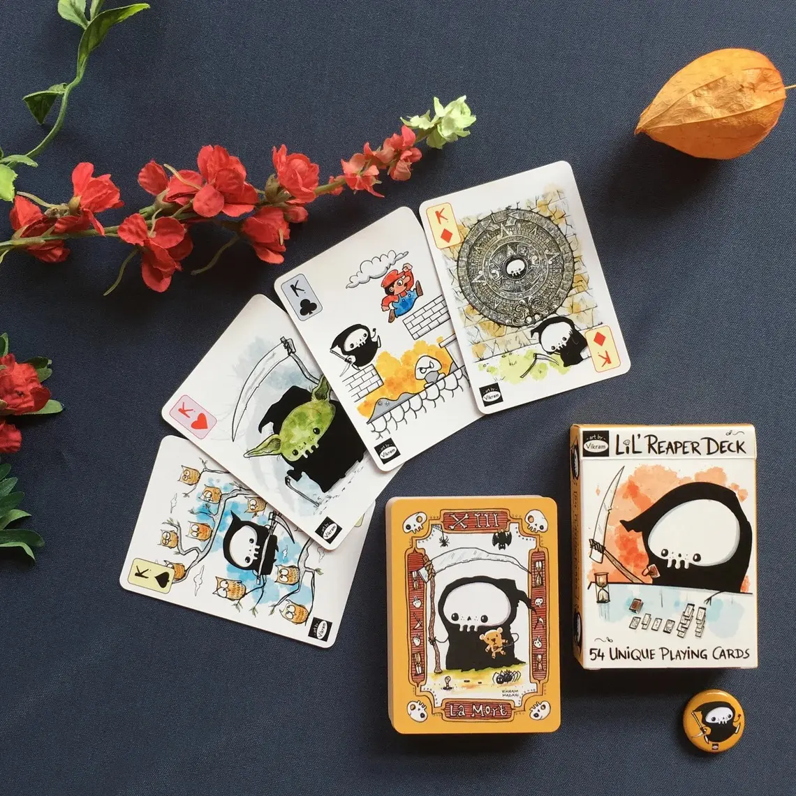 Lil' Reaper Playing Cards, Quirky Skeleton 54-Card Art Poker Deck, Unique Gift for Card Lovers
