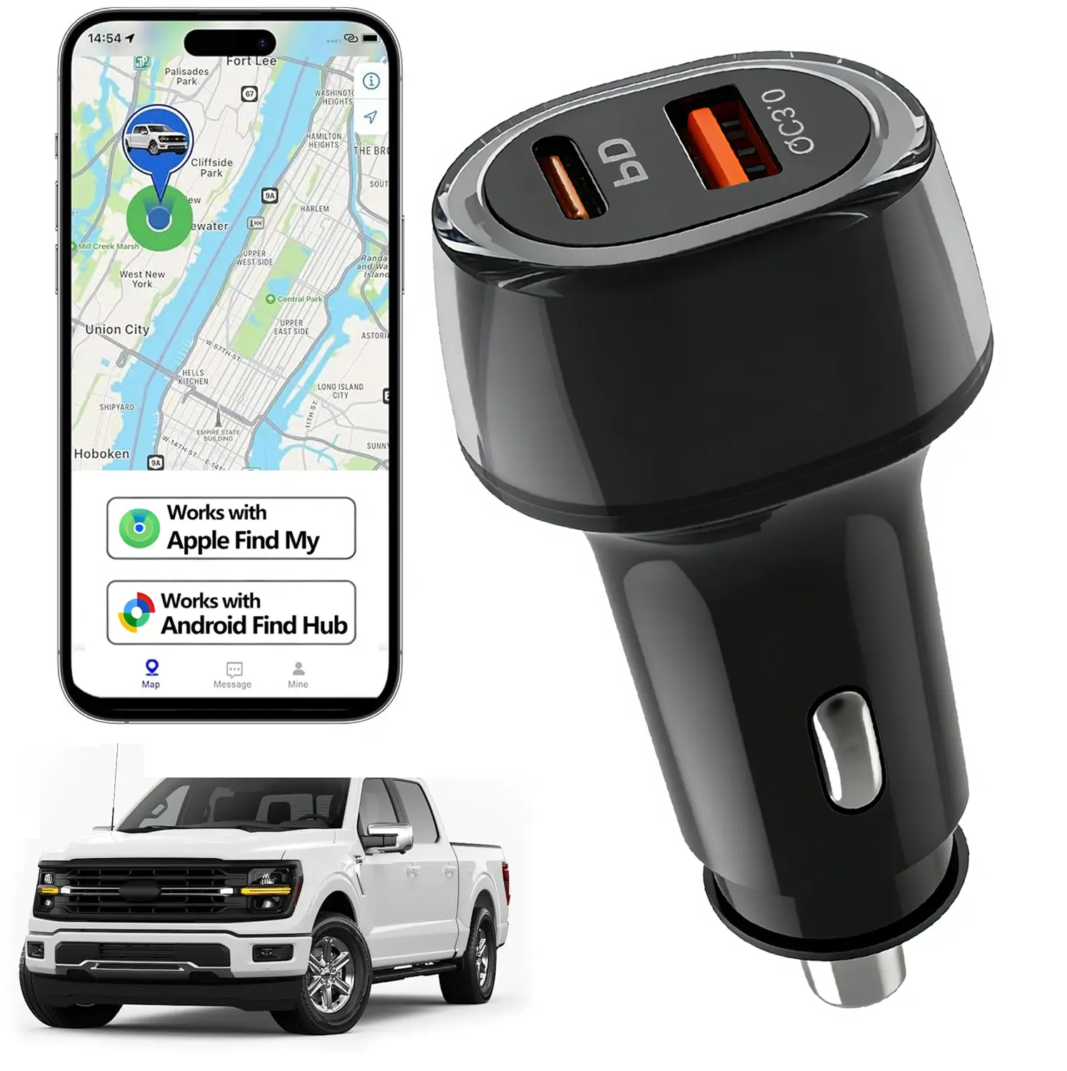 FancyDove Car Charger Tracker, Anti-Theft Tracking Device Integrated Charger, works with iOS& Android NO MONTHLY FEE
