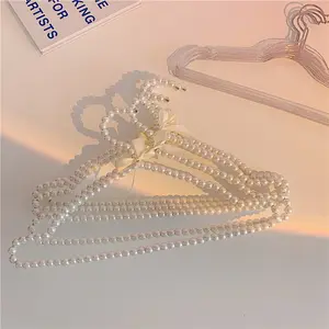 Charming Pearl Hangers for Spring Vibes, Perfect Valentine's Gift, Versatile Use, Non-Slip Acrylic Design, Elegant Wardrobe Organizer for Dresses, Shirts, and Hats, Hanger Set