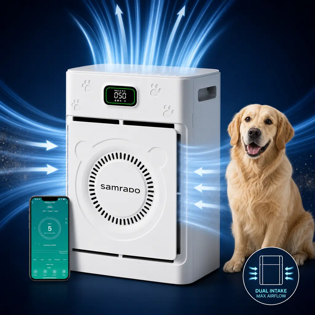 Pet Air Purifier for Hair, Dander & Odor , Washable H13 HEPA Filter, App Control, PM2.5 Display, White Pet Air Purifier for Hair, Dander & Odor , Washable H13 HEPA Filter, App Control, PM2.5 Display, White