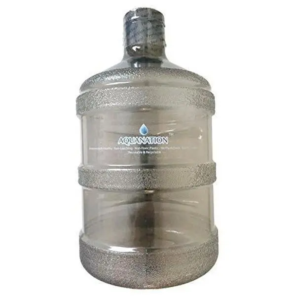 AquaNation 1 Gallon BPA Free Reusable Plastic Drinking Water Big Mouth Sports Bottle Jug Container with Holder Drinking Canteen (Black)