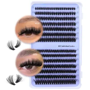 Fluff Lash Clusters 60D+80D Fluffy Eyelash Clusters Thick Eyelash Clusters D Curly Wispy Individual Lashes 10-18mm Cluster Eyelash Extensions 280pcs False Eyelashes DIY Flat Lash Extension by TOOCHUNAG
