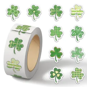 500 Sheets/rolls of St. Patrick's Day Clover Adhesive Stickers, A Series of Sealing Stickers for Mugs, Laptops, and Suitcases. DIY Decorative Stickers for Birthday Gifts.