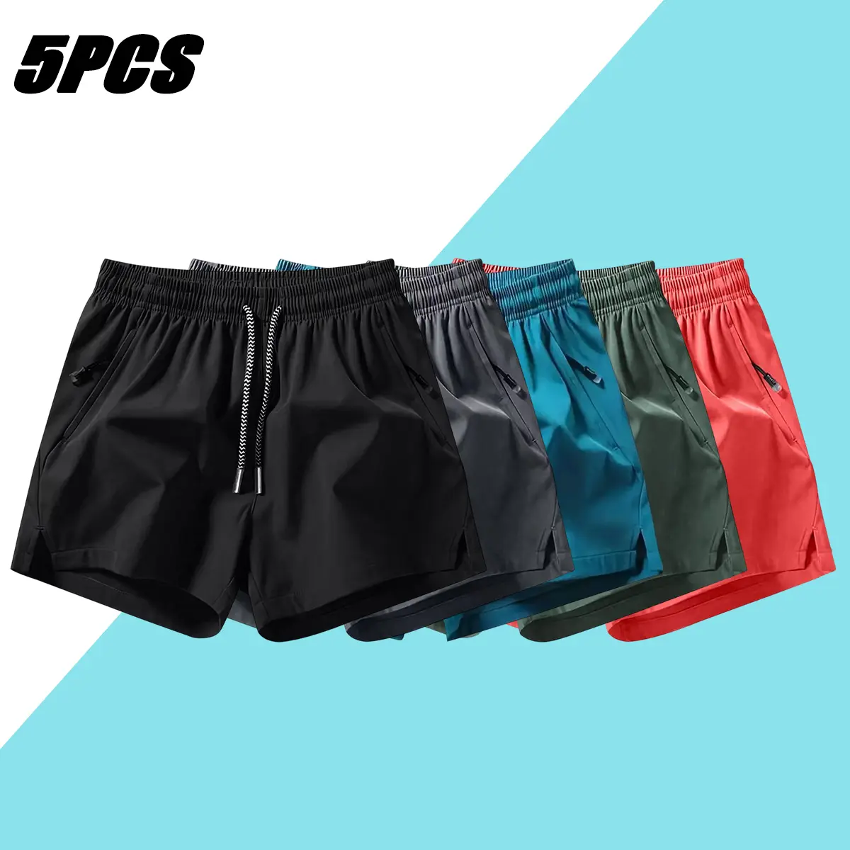 Men’s athletic shorts set: ultra-light, quick-drying, breathable summer running shorts with pockets and zipper; fitness training shorts; casual beach shorts; outdoor shorts suitable for outdoor use.