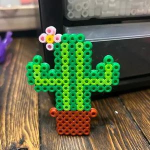 Succulent Perler Bead Keychain