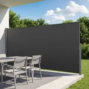 VEVOR Retractable Side Awning, Summervibes,Summervibes, 73" x 165" Patio Retractable Side Screen with 180 g/m² Polyester Fabric, Waterproof Sunshade Outdoor Privacy Screen Room Divider for Garden, Balcony, Pools, Deck, Gray