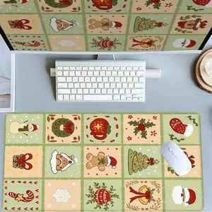 Christmas Cartoon Patterns Gingerbread Tree Mouse Pads Extra Large Computer Desk Top Mat Mouse Pad for Laptop Mouse Desk Pad Desk Mats with Non - Slip Rubber Base Stitched Edge for Home and Office