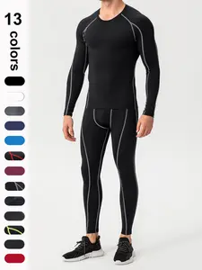 Men's Warm Underwear Set, Quick-Dry Compression Shirt and Pants, Ideal for Skiing, Mountain Biking, Fitness, Winter Sports Equipment, Tight Leggings