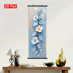 Modern Abstract Floral Wall Art Canvas Print, Artistic & Blue Flowers in Swirl Design, Abstract Swirl Pattern, Home Decor for Bedroom Office Living Room
