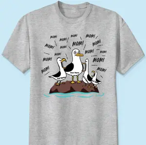 Mom Mom Mom Tired Seagull Mom With Kids Tshirt - Personalized Shirt - Funny Mother's Day Gift For Mom
