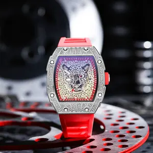 [Black Panther] Men's Business Casual Watch Richard's Popular Hollow Luminous Men's Watch with Diamonds Leopard Watch Personality Hip-Hop Casual Fashion Trendy Wristwatch