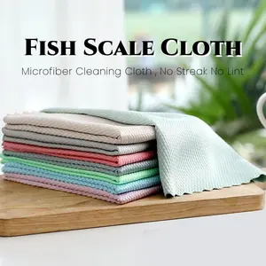 10 Counts Fish Scale Magic Cleaning Cloths, Streak-Free & Lint-Free Microfiber Rags for Glass, Mirrors, Windows, and Cars, and Durable for Home and Kitchen Use & Miracle Polishing Towels Shiny Wipe, Multipurpose, Absorbent & More
