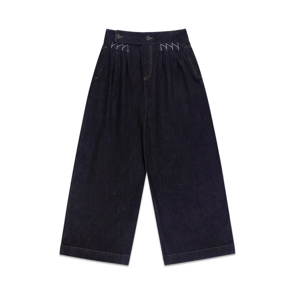 POP MART Hirono Living Wild-Shelter Embroidered Wide-leg Jeans clothes